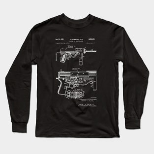 World War 2 Weapon Blueprint M3 Grease Gun Long Sleeve T-Shirt